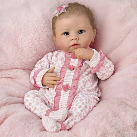  22"Reborn Babypuppe Mit braunen Haaren und blauen Augen namens Katie - RSDP-Rebornbabypuppen-Rebornbabypuppen.de