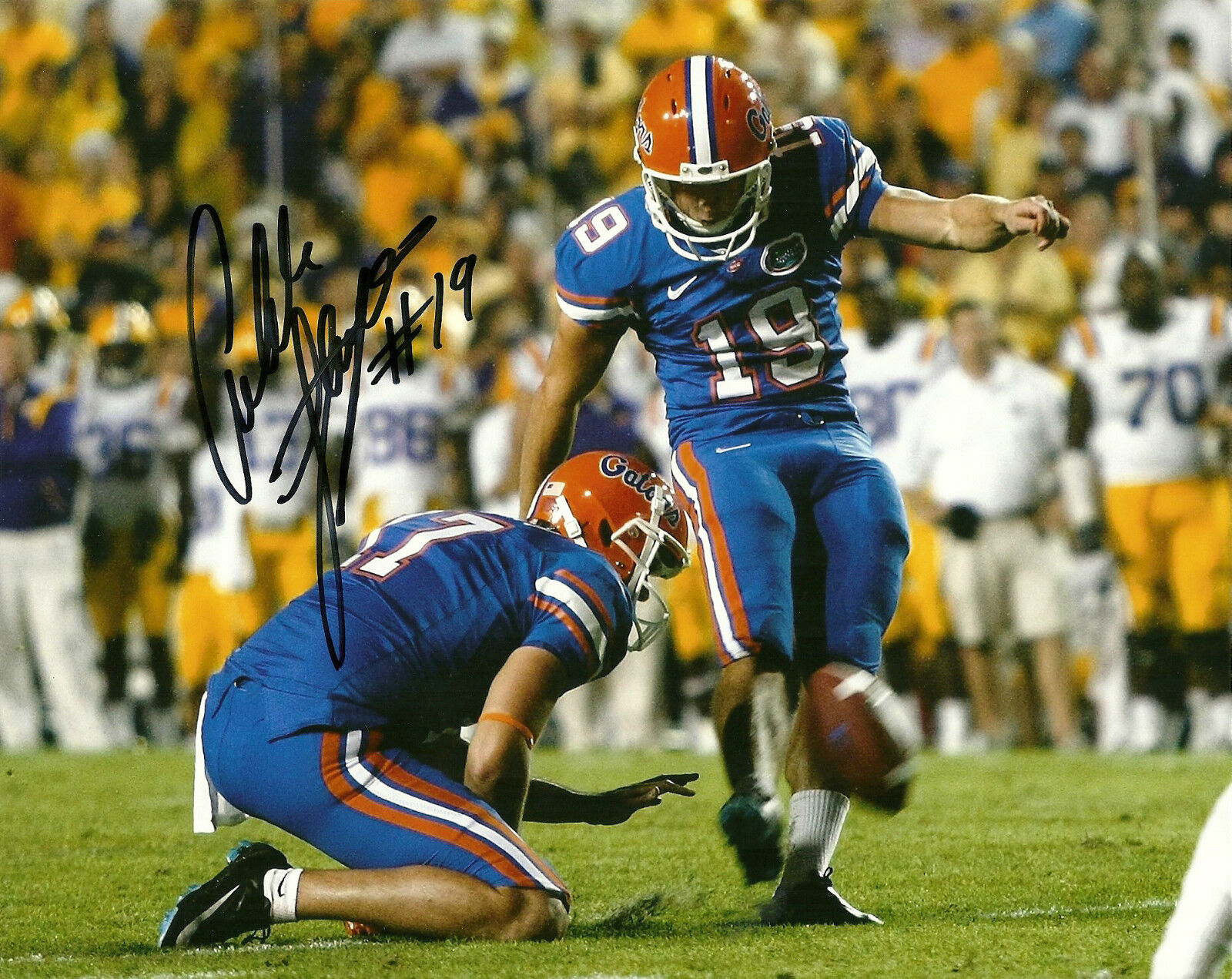 MIAMI DOLPHINS CALEB STURGIS HAND SIGNED FLORIDA GATORS 8X10 Photo Poster painting W/COA