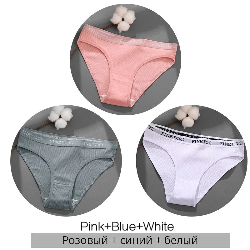 FINETOO Letter Cotton Panties Women M-2XL Lady Underpants Girls Briefs Fashion Cotton Underwear Soft Panty Female Lingerie 2020