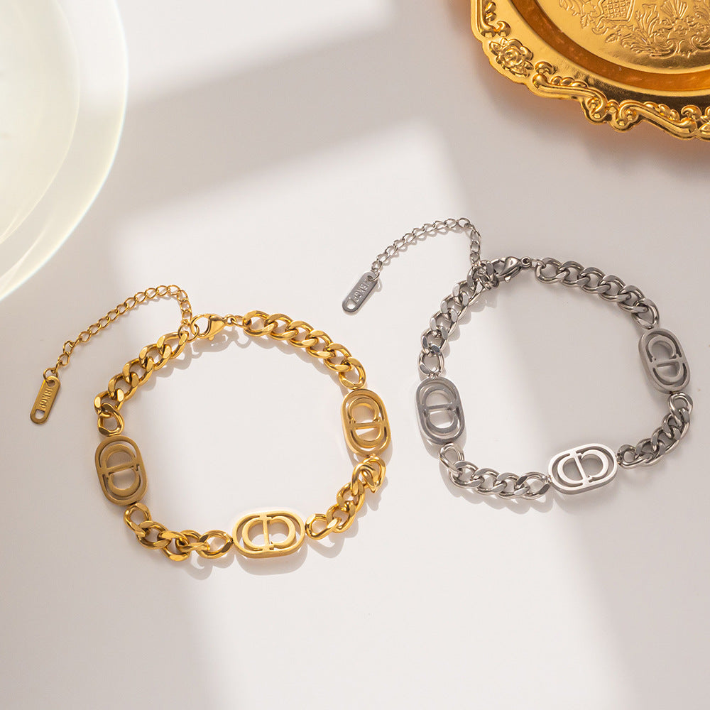 Women Geometric Titanium Steel 18K Gold Plated Bracelets