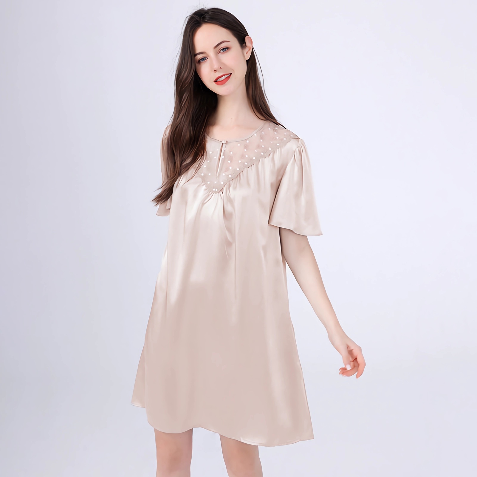 Silk Nightgowns For Women Short Sleeve REAL SILK LIFE