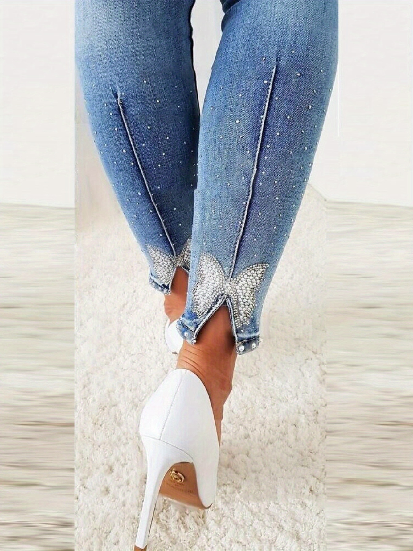 Womens Denim Skinny Pants New Spring And Summer Clothing High Waist Hot Diamond Bow Jeans | IFYHOME