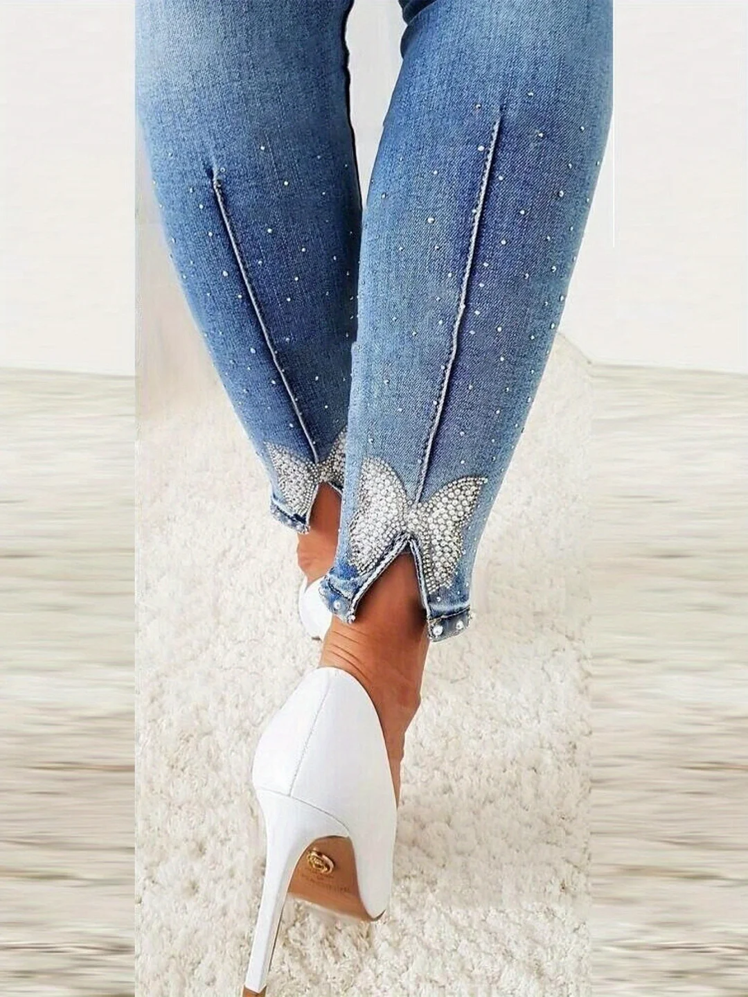 Women's Denim Skinny Pants - New Spring And Summer Women's Clothing High Waist Hot Diamond Bow Jeans Women's Elastic Slim Skinny Pant | IFYHOME