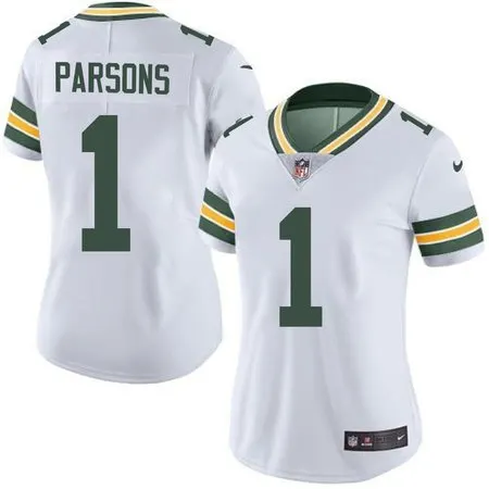 Women's Green Bay Packers #1 Micah Parsons  White Vapor Limited Jersey