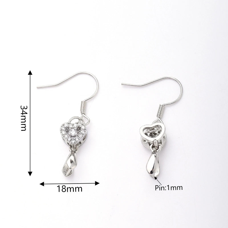 1 Pair/Package 34x18mm 35x18mm 36x18mm Copper White Gold Plated Leaves Heart Shape Crown Polished Hook Earring Findings Earring Findings