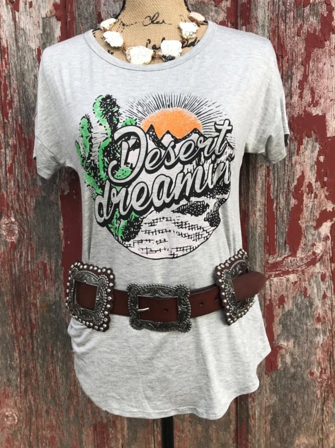 Printed Cotton-Blend Short Sleeve Casual Shirts & Tops