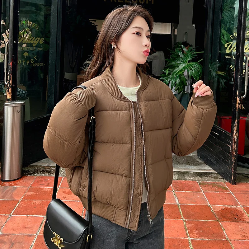 Cartoonh Korean Version Of The New Baseball Uniform Down Cotton Uniform Collar Short Women Winter Thick Small Loose Coat Padded Clothes