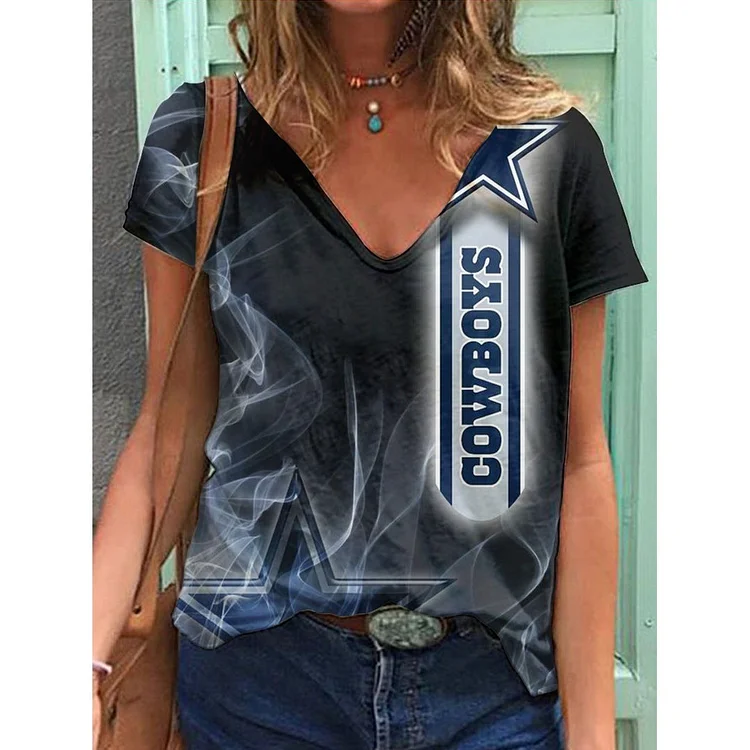 Dallas Cowboys  Lightweight Short Sleeve V-Neck T-Shirt