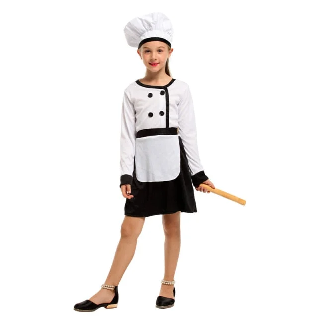 Chef Costume For Girl Halloween Cosplay Costume-elleschic