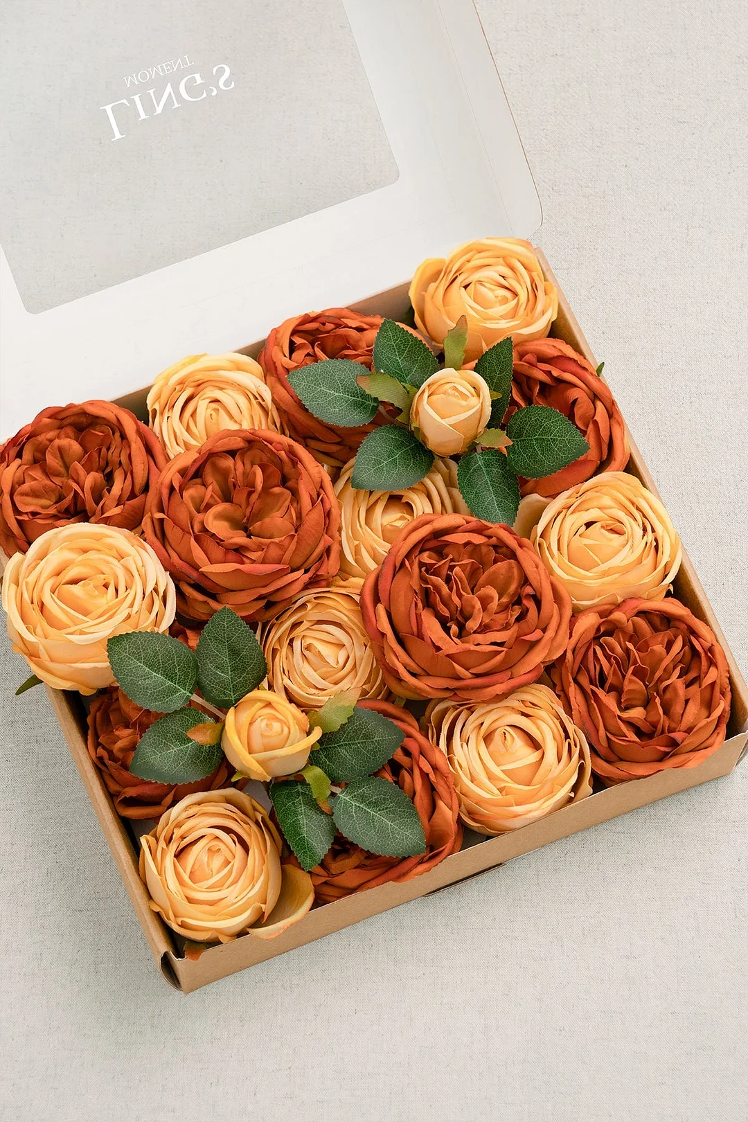 3.5" Silk Austin Rose & 3" Cabbage Rose with Stem - 3 Styles