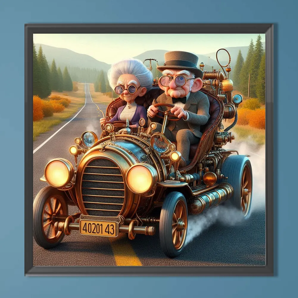 Diamond Painting - Full Round Drill - Grandpa Grandma On A Trip(Canvas|40*40cm)