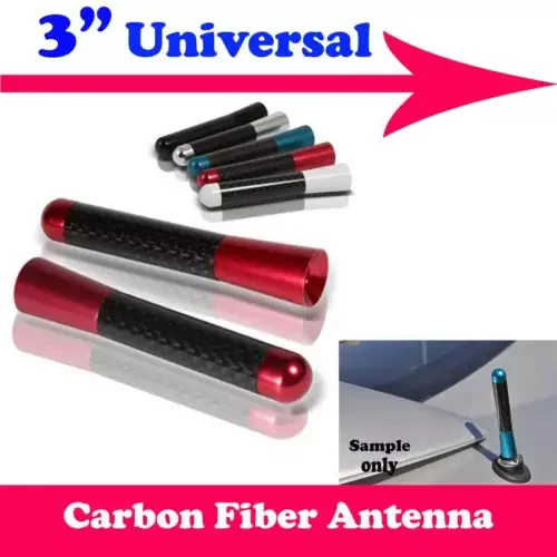 Dronehint 3" Stubby Carbon Fiber Aluminum Short Antenna Red Screws For BMW MINI (For: Mini) Parts