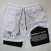 Men's Casual Athletic Compression Quick Dry Shorts Workout Running Double Layer Pants