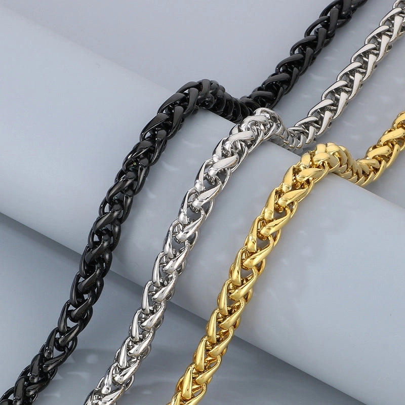Fashion Stainless Steel 10mm Basket Chain Woven Chain Casting Buckle Necklace