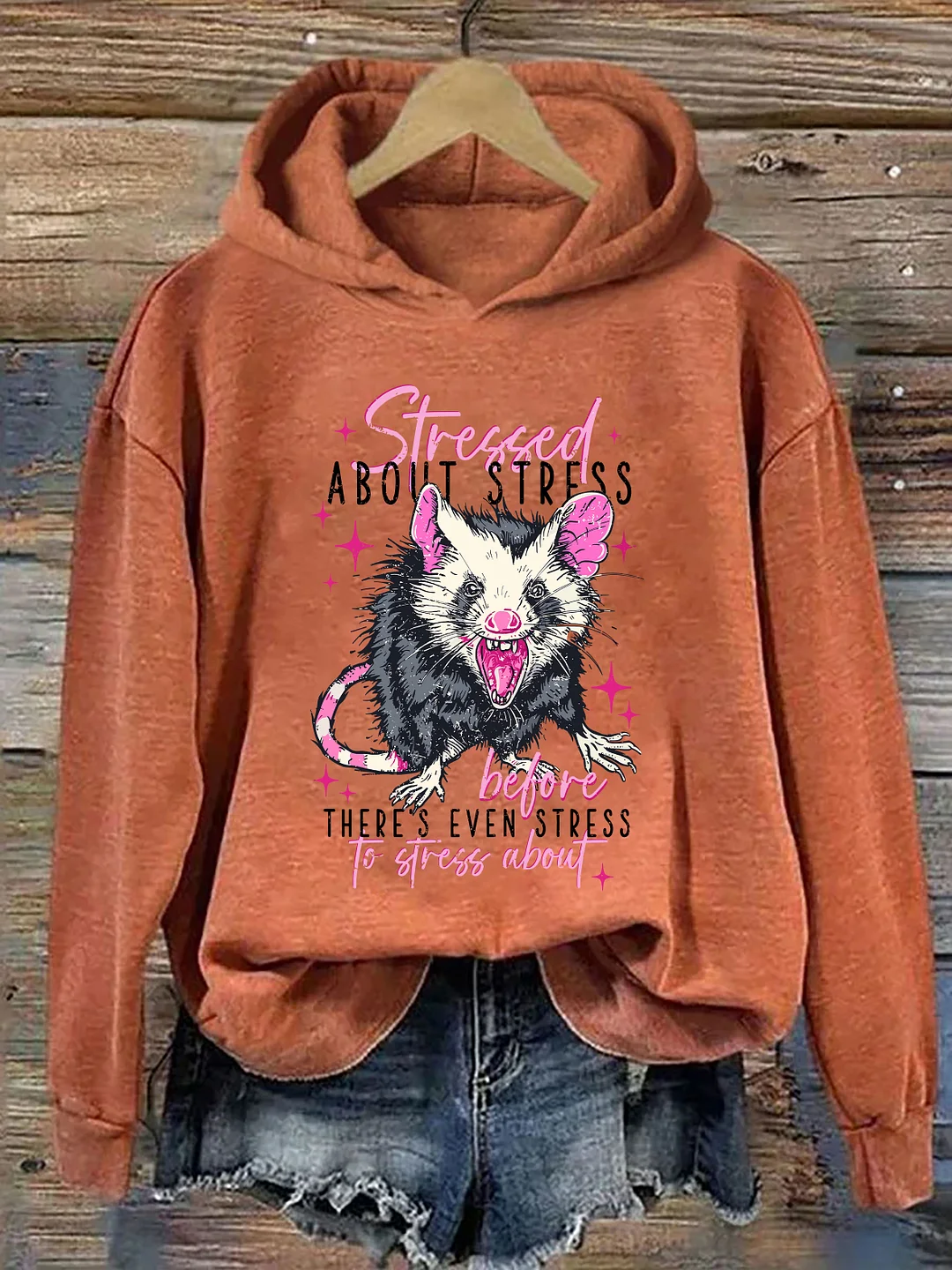 Stressed About Stress Opossum Hoodie
