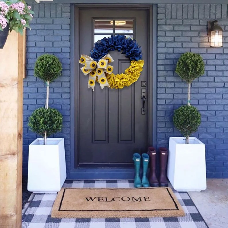 Prayer for Peace Sunflower Front Door Wreath