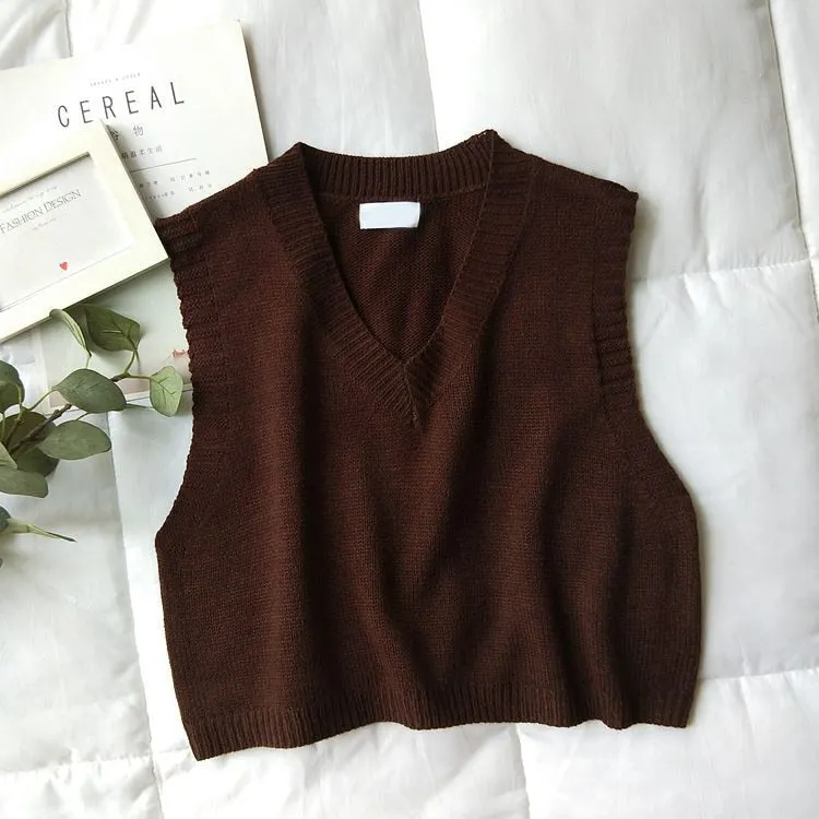 GOPLUS Women V-Neck Knitted Vest 2021 New Spring Autumn Sweater Vests Short Female Casual Sleeveless Twist Knit Pullovers C9510