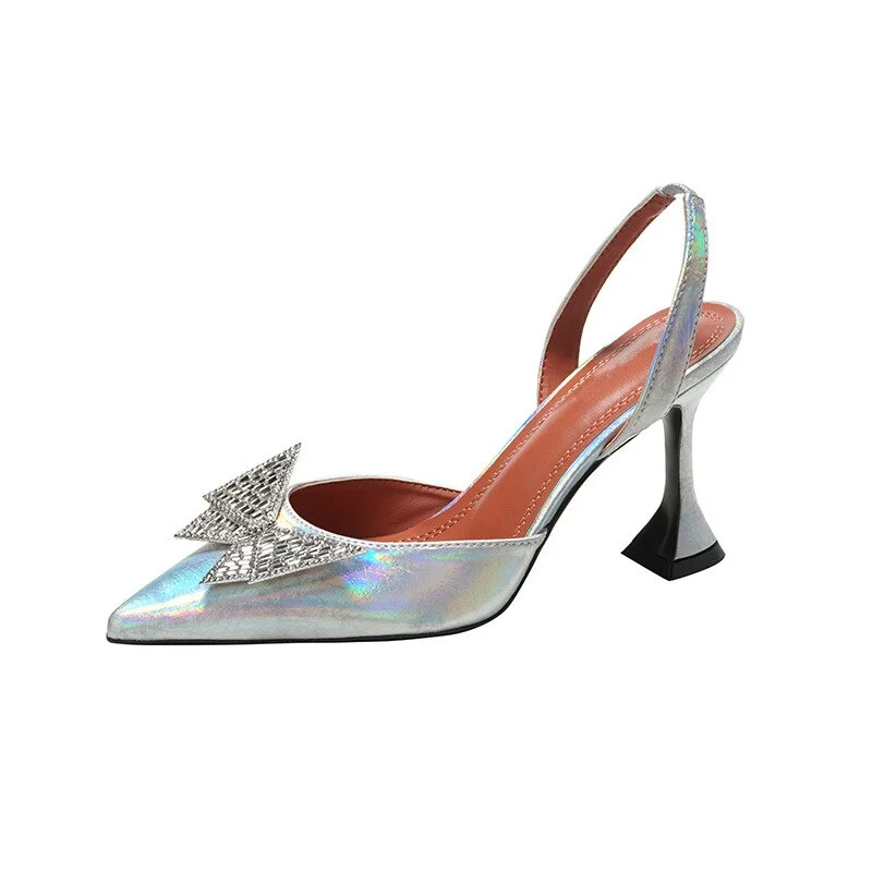 2021 Glitter Rhinestones 3D Butterfly Women Pumps Sandals Fashion Stiletto High heels Slingbacks Summer Lady Wedding Party Shoes