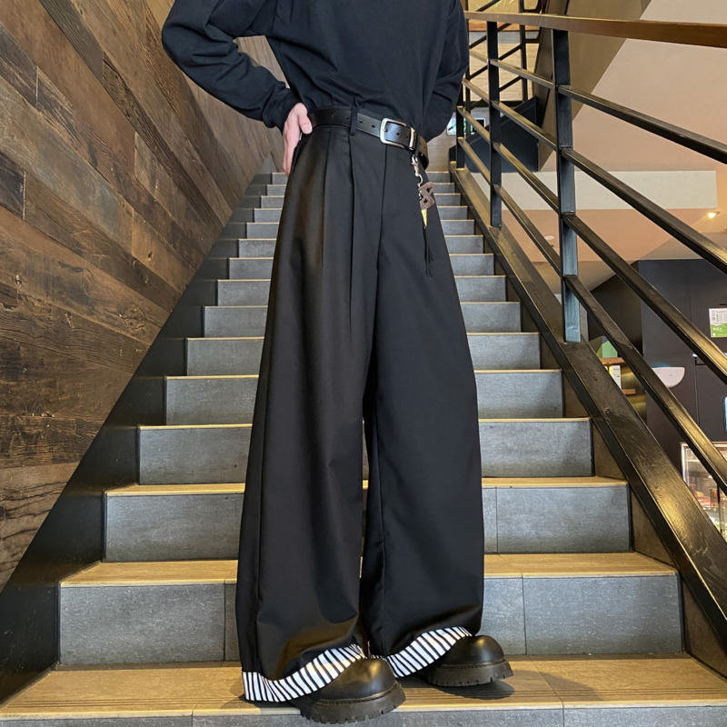 Grey Black Suit Pants Men Fashion Society Mens Dress Pants Korean Loose Casual Wide Leg Pants Mens Office Formal Trousers 4XL