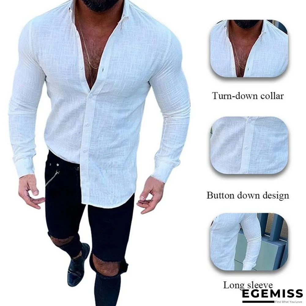 Men Fashion Long Sleeve Solid Button Shirts | EGEMISS