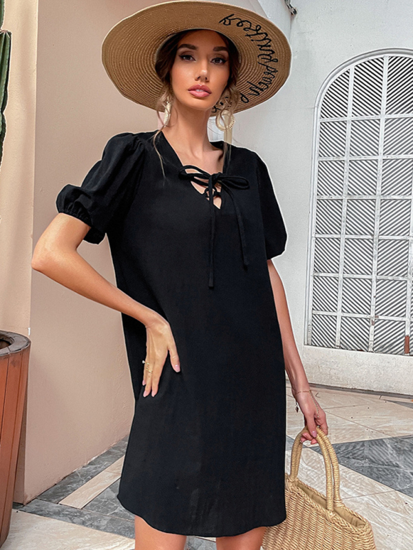 Mature Women Summer Fashion Solid Color Cotton And Linen Skirt Temperament Loose Black Dress