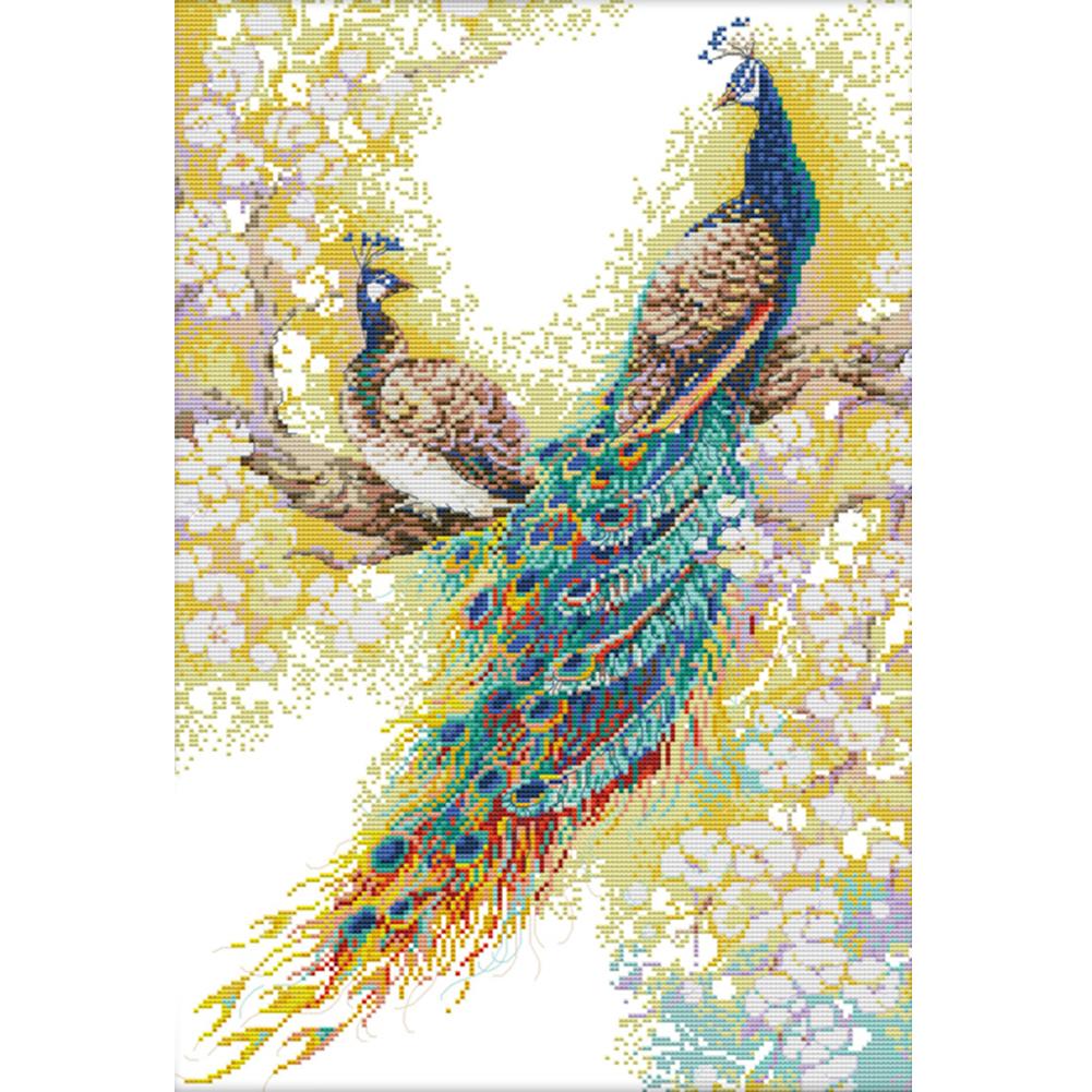 

Peacock Couple - 14CT Stamped Cross Stitch - 37*51cm, 501 Original