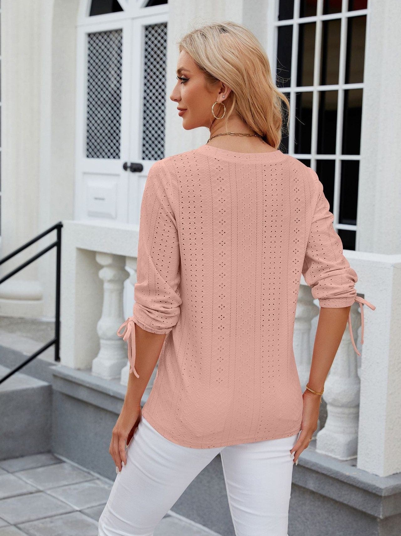 Grey Ribbed Knit Top with Short Sleeves