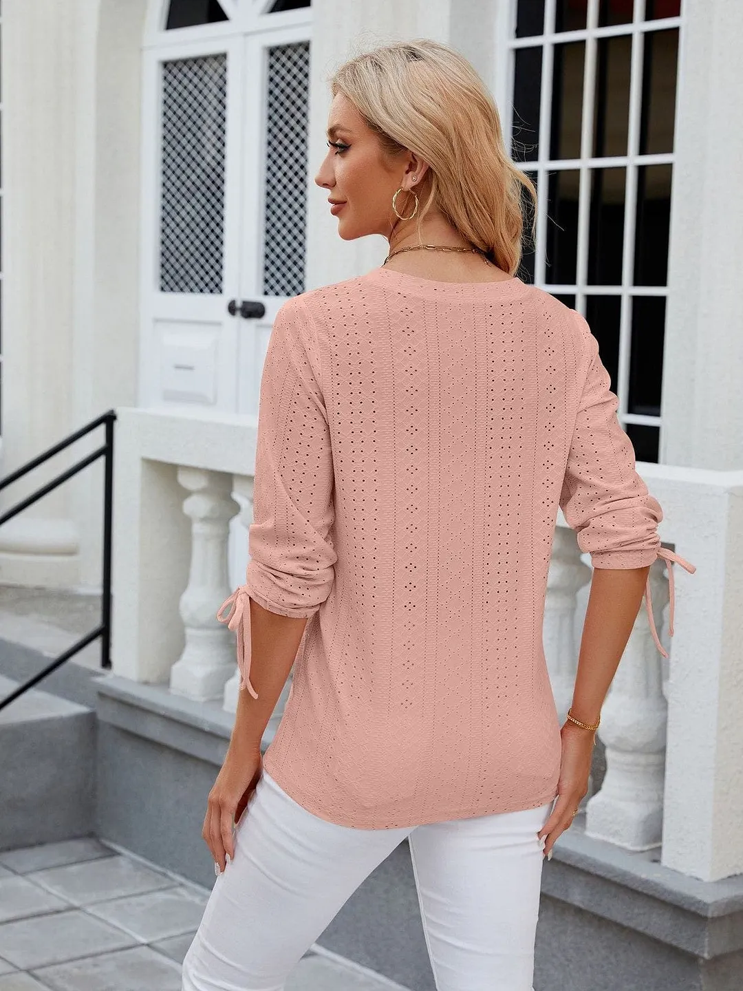Grey Ribbed Knit Top with Short Sleeves