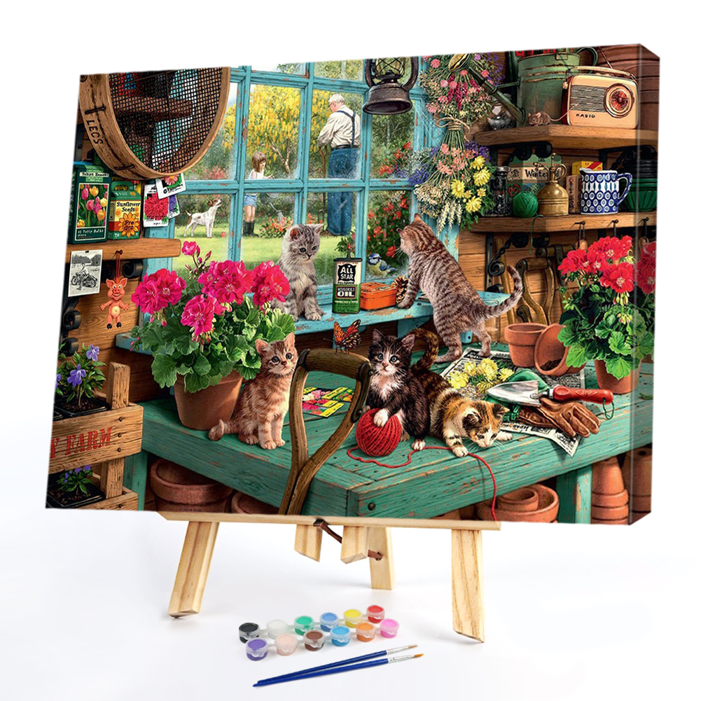 

50*40CM - Paint By Numbers - Cats in House, 501 Original