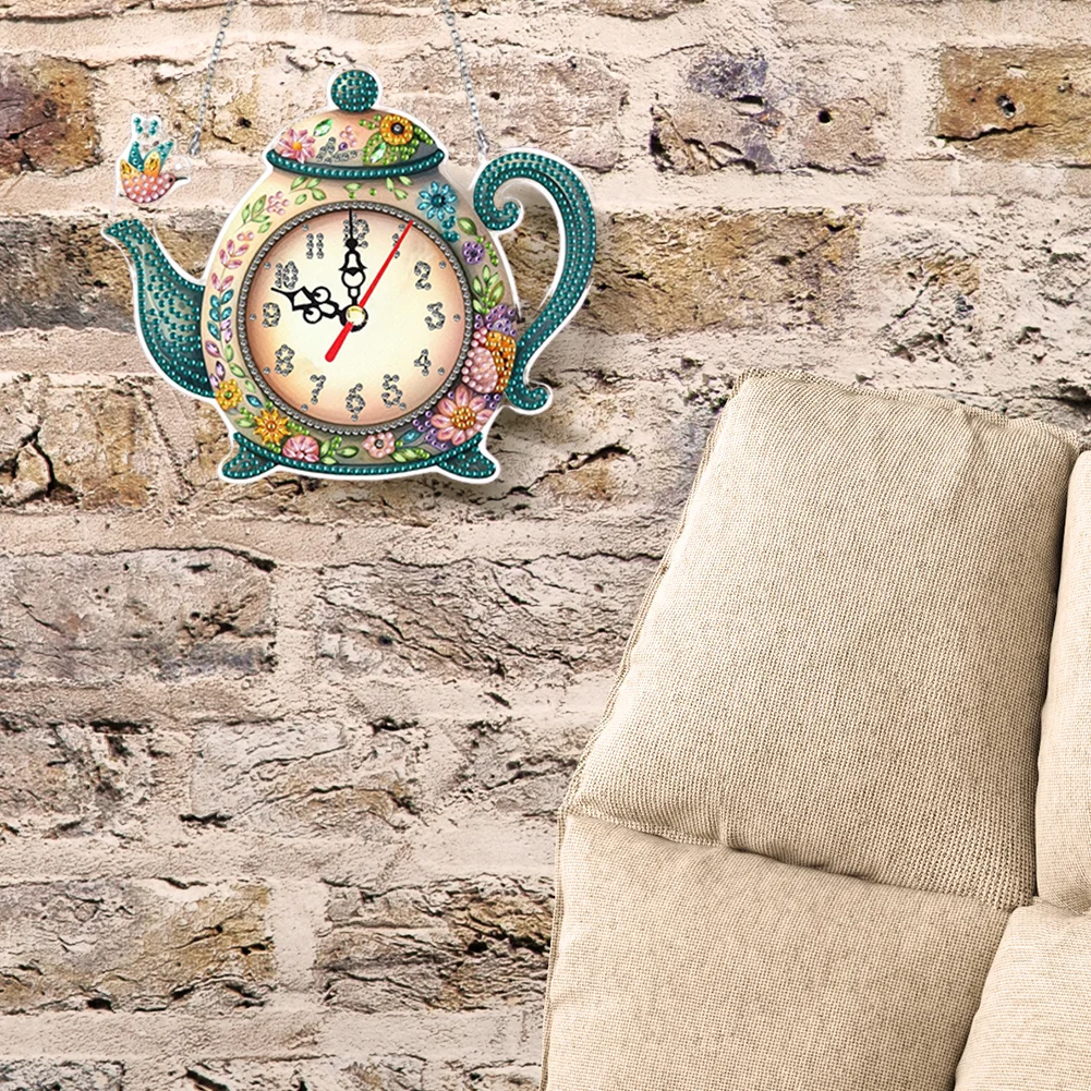 2Pcs Owl DIY Diamond Painting Ornament with Clock Function Home Craft Decor Art