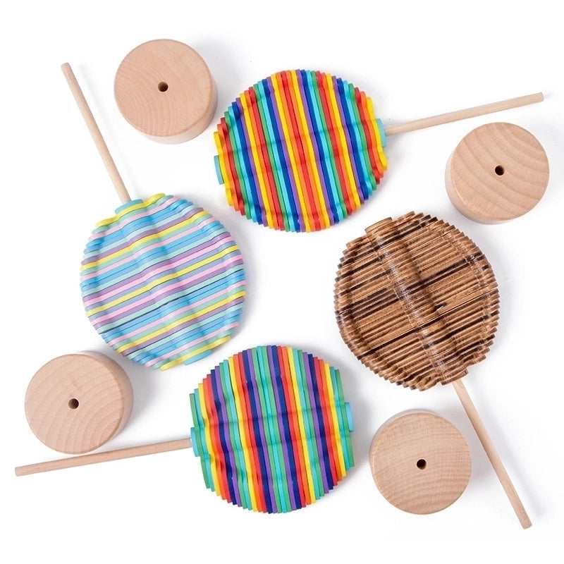Wooden Color Rotating Lollipop Young Children Early Education Cognitive Creative Toys