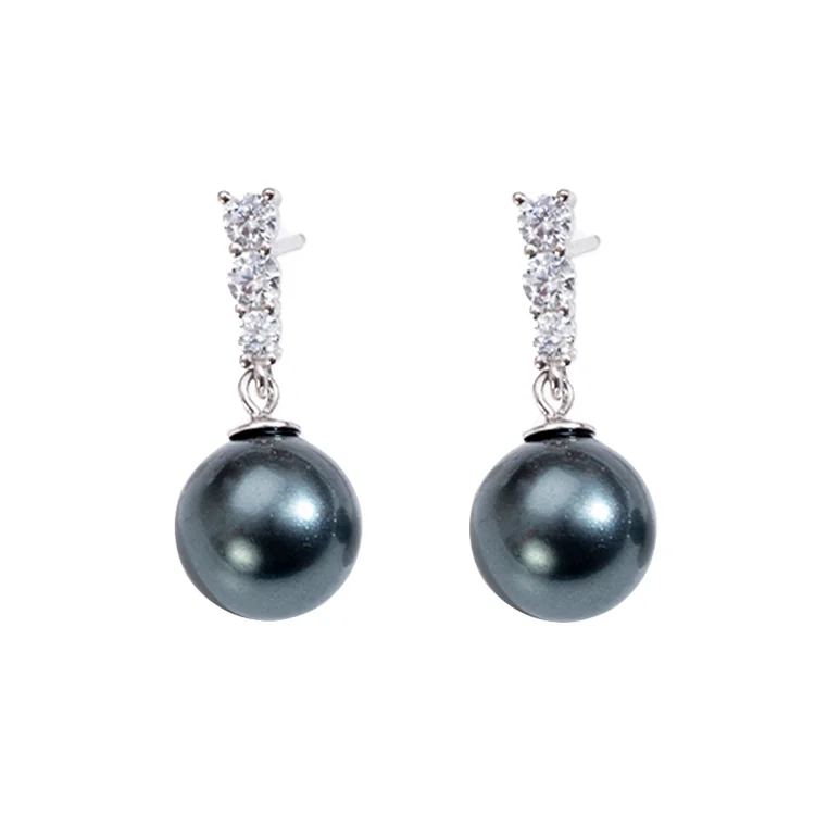 925 Sterling Silver Synthetic Pearl Dangle Drop Earrings for Women 10mm White  Pearl Earrings Black Pearl Earrings  Jewelry for Women Girls