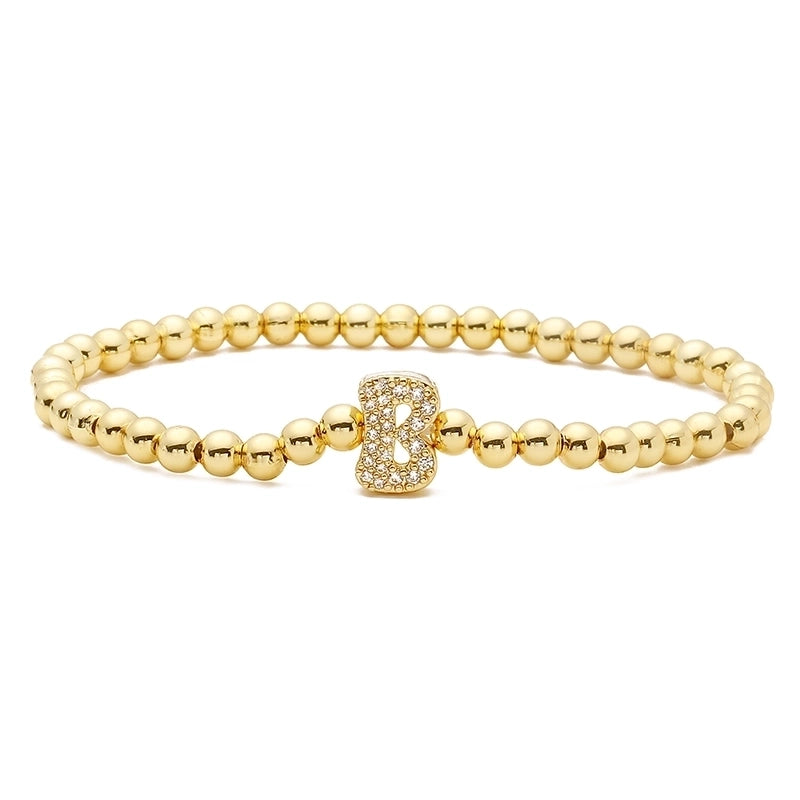 Vintage Style Minimalist Classic Style Letter Copper Zircon 18K Gold Plated Inlay Bracelets
