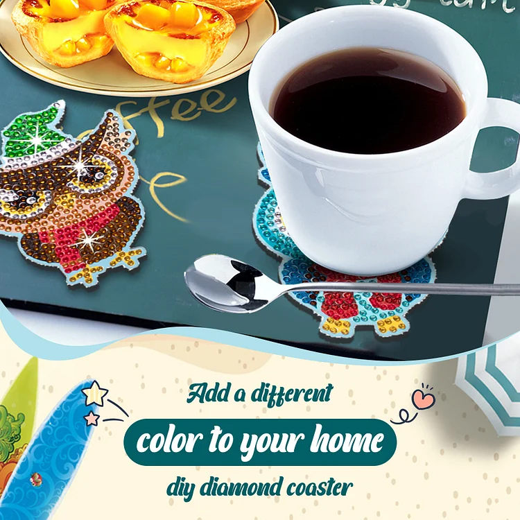 8 Pcs Diamond Painting Coasters Kits - 5D Animal Diamond Painting Coasters  DIY Diamond Art Coasters with Holder Non Slip Coaster Crystal Sticky for