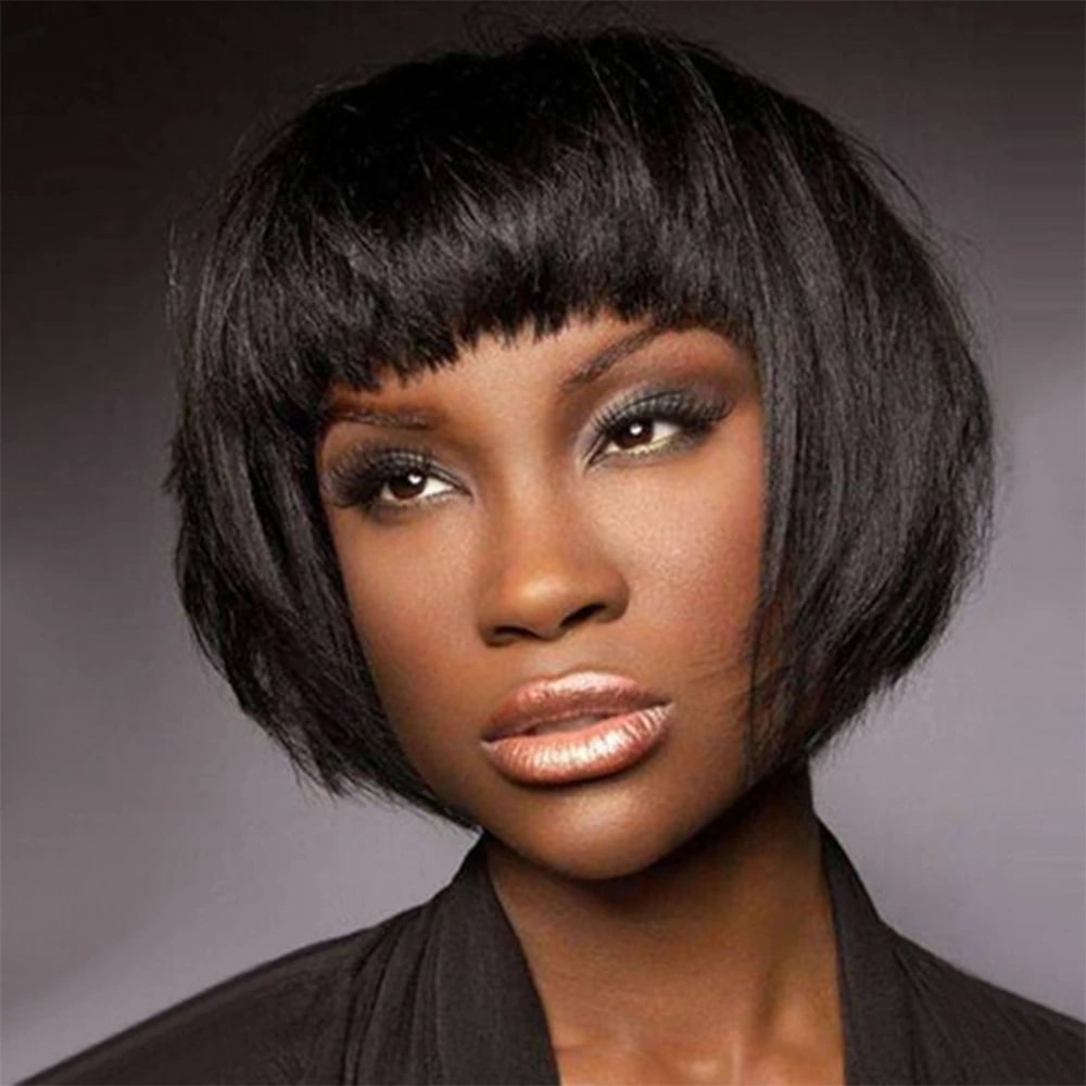 Women's Fashion Natural Chemical Fiber Wig Qi Bangs Short Straight Hair - VSMEE