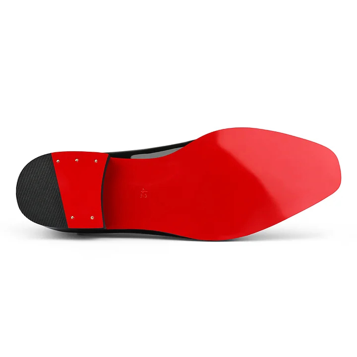 Gentleman's Cut Out Slip-On Prom Party Wedding Red Bottom Shoes in Patent Leather V-shaped Notches-vocosishoes