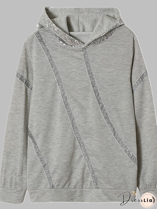 Hoodie Pullover Casual Silver Light gray Camo / Camouflage Loose Fit Daily Hooded Long Sleeve S M L XL XXL for Women