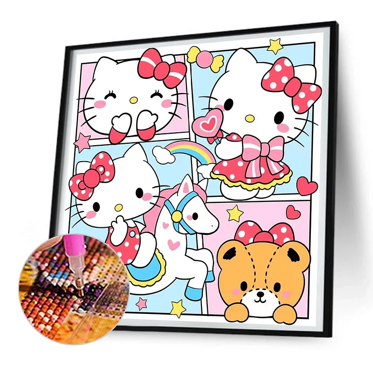 Valentine Love Kitten - Full Round Drill Diamond Painting - 30*30CM(Canvas)