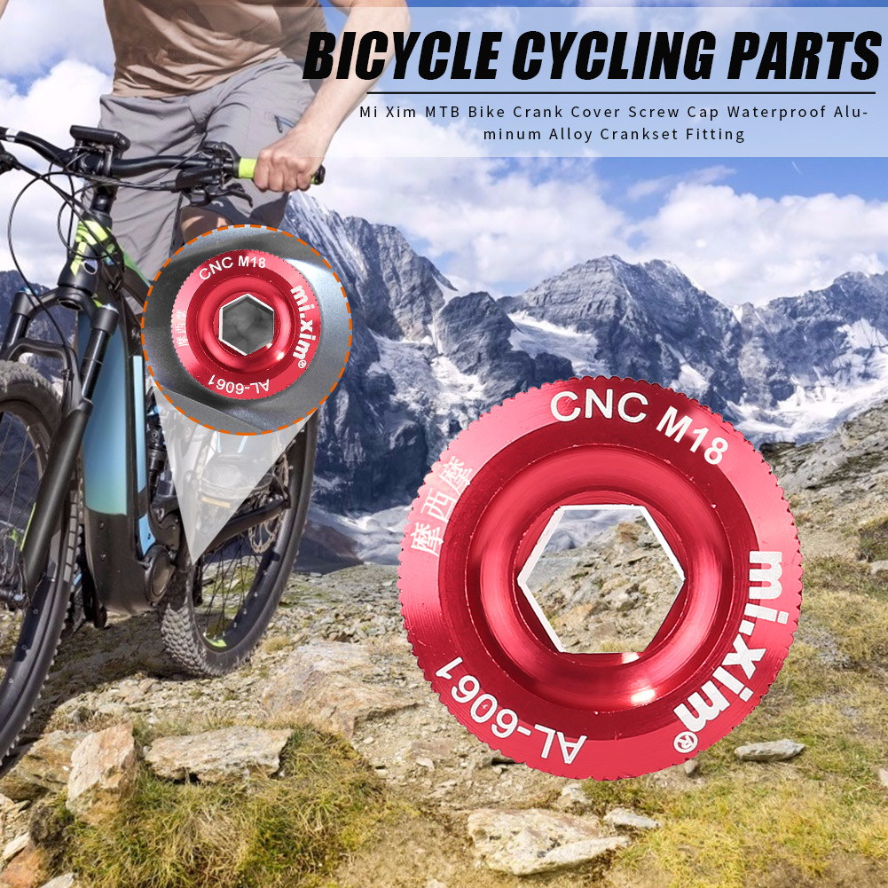 

Mi Xim MTB Bike Crank Cover Screw Cap Waterproof Bicycle Crankset Fitting, Red, 501 Original