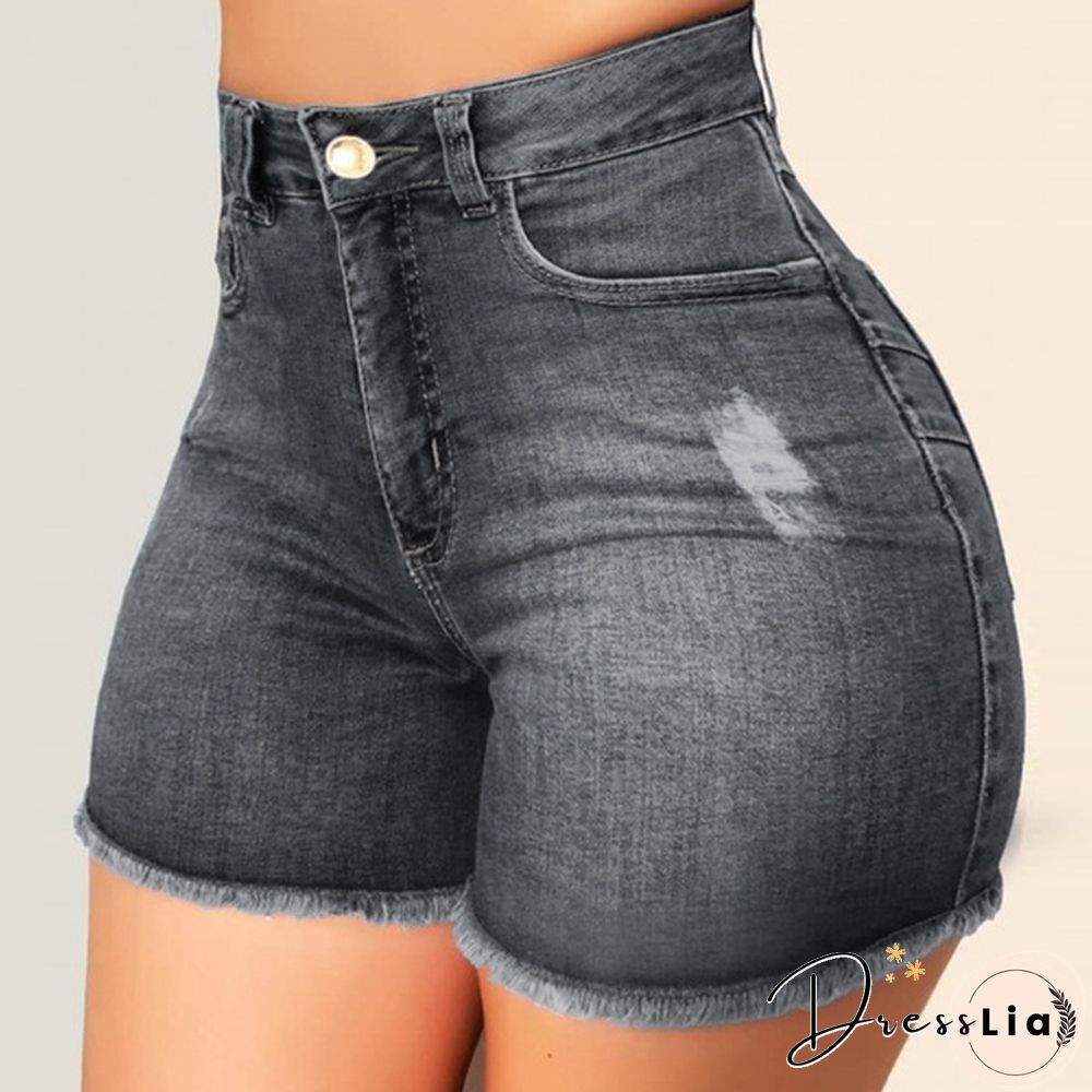 Women Fashion New Denim High Waist Shorts Hot Shorts Washed Jeans Summer Short Pants