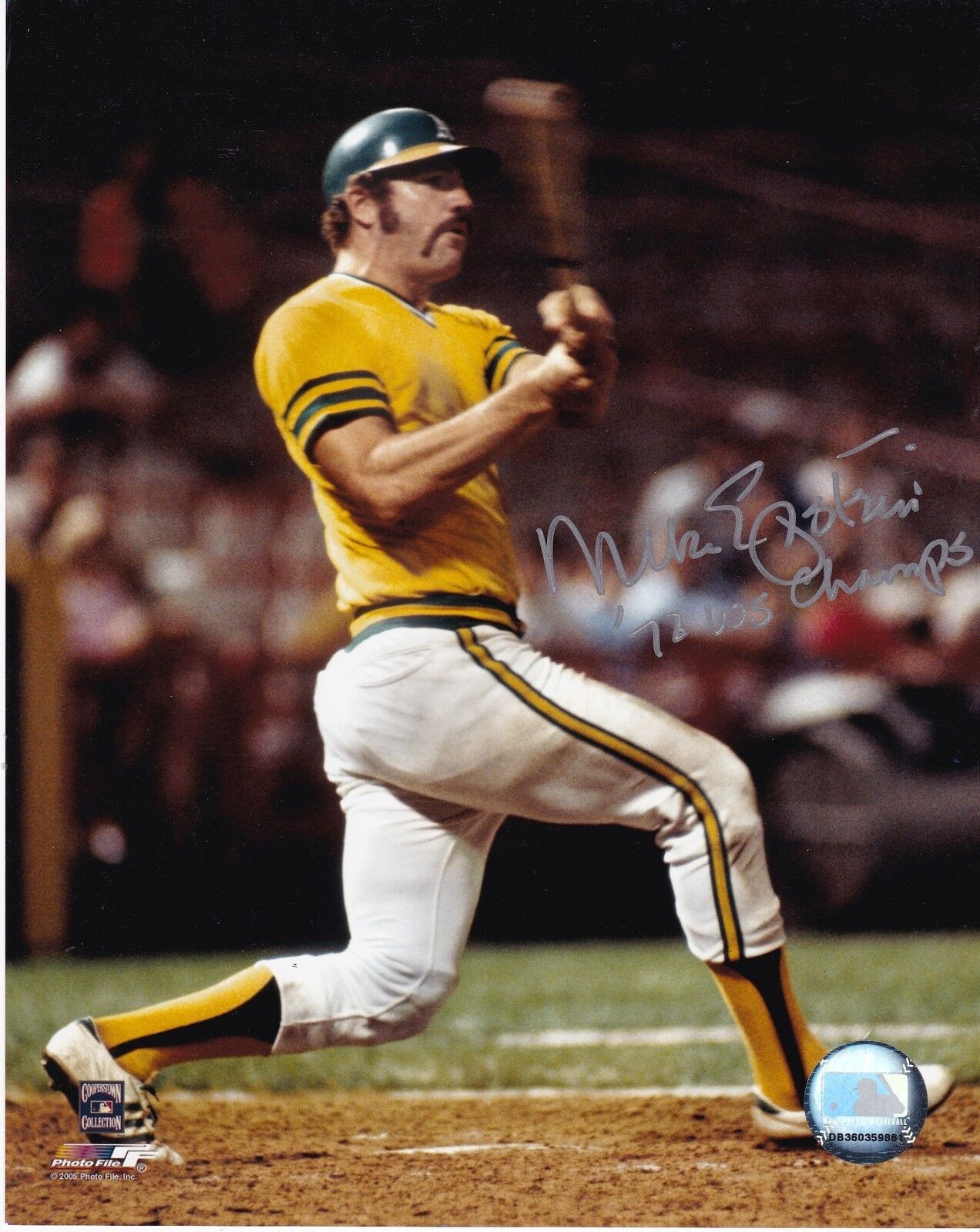 MIKE EPSTEIN OAKLAND A'S 72 WS CHAMPS ACTION SIGNED 8x10