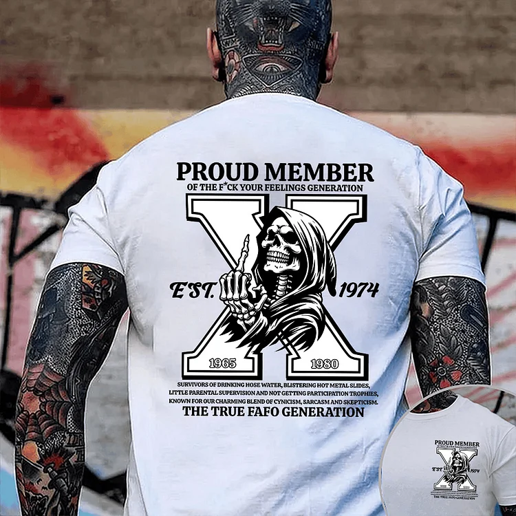 Generation X 2 Side T-shirt, Proud Member FAFO Shirt, Unisex Hoodie, Custom Year Of Birth Sweatshirt