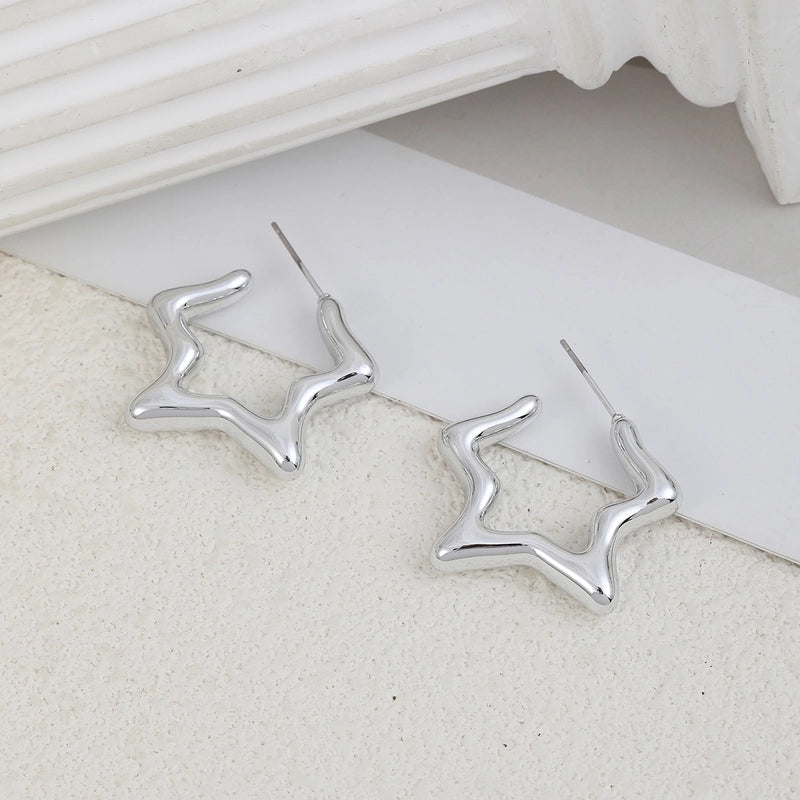 1 Pair Casual Pentagram 304 Stainless Steel Earrings