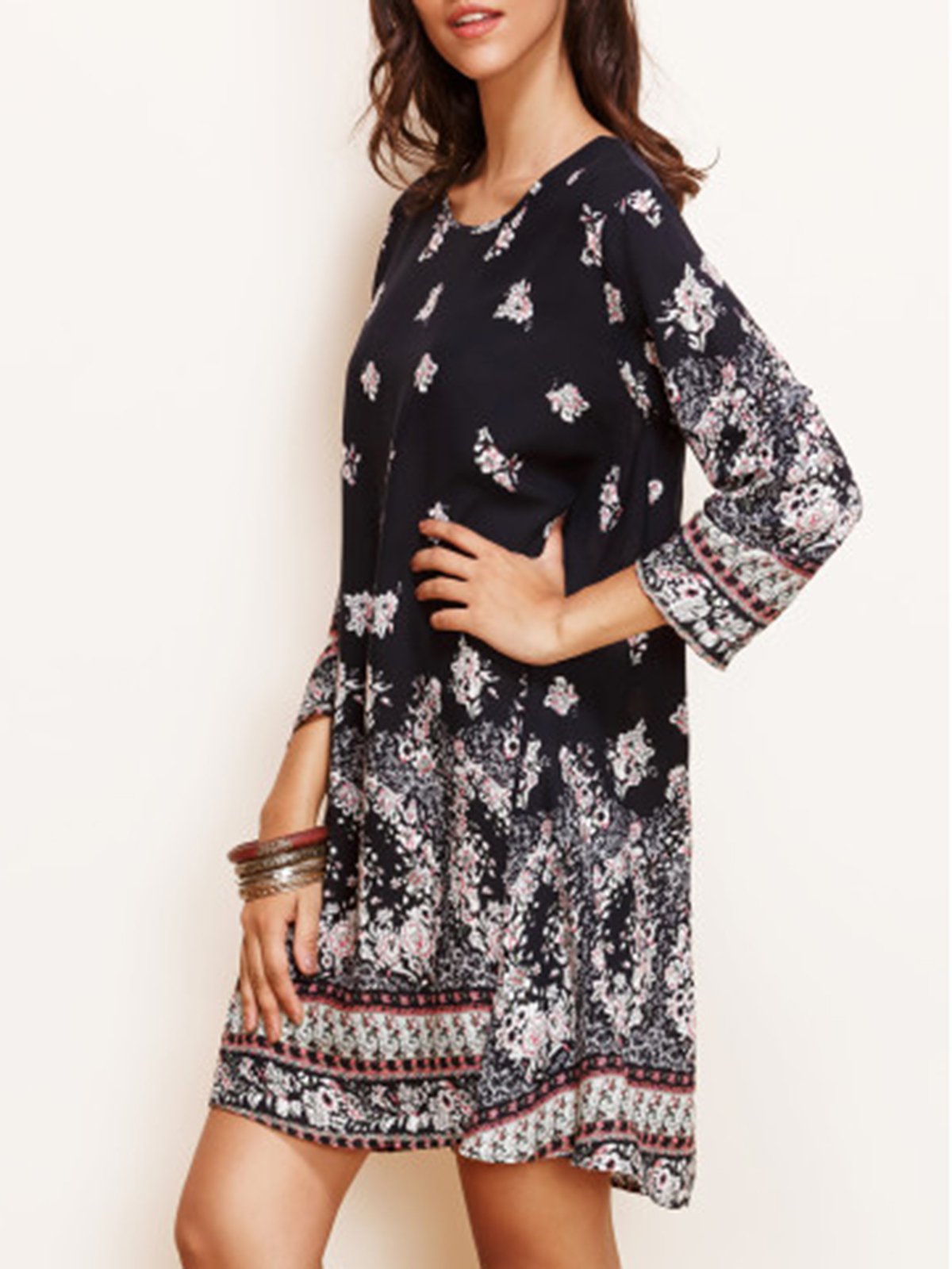 Read My Mind Tribal Long Sleeve Dress