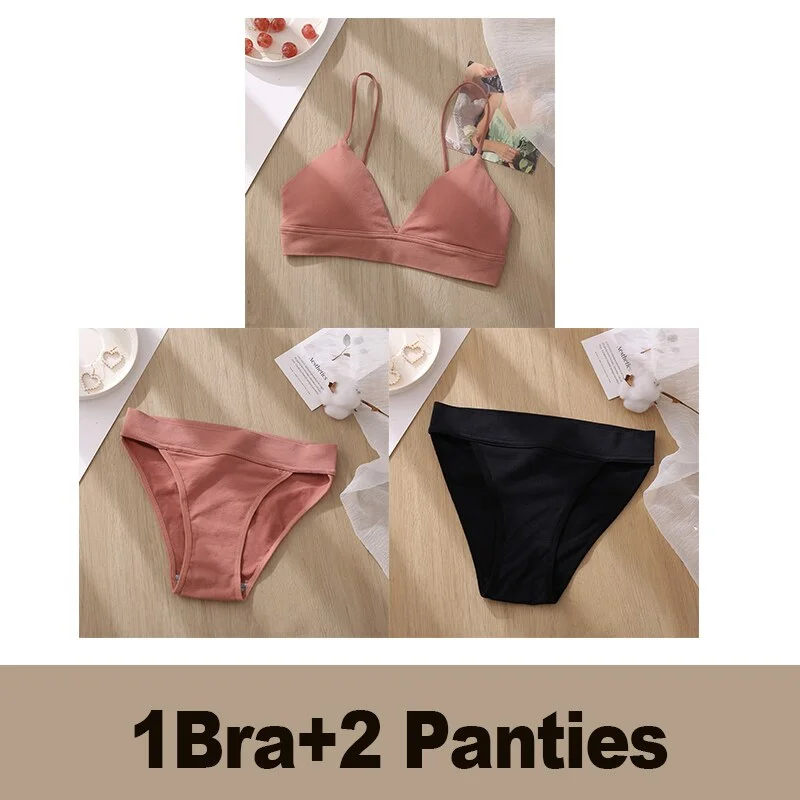 Bra Set Women's Underwear Push Up Bras Sexy Bralette Seamless Brassiere Gather Padded Female Wirefree Intimates Lingerie 2/3PCS