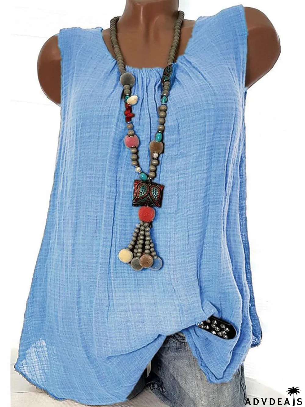 Women Round Neck Sleeveless Casual Tanks