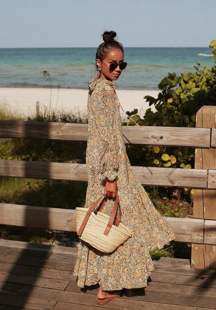 Toes in the Sand Floral Print Maxi Dress--vocosishoes