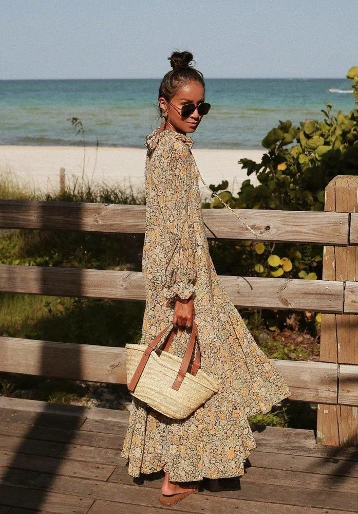 Toes in the Sand Floral Print Maxi Dress--vocosishoes