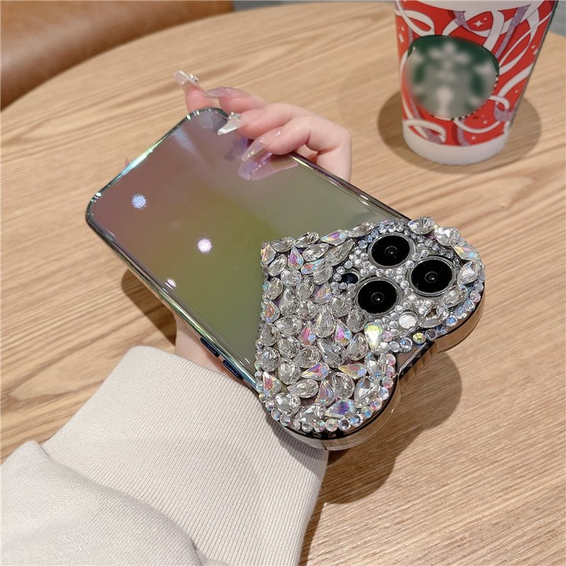 Luxury Fashion Diamond Heart Shaped Gradient Transparent Soft Case for iPhone