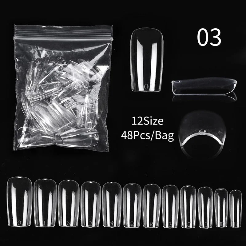 20/60Pcs Extension False Nail Tips Full Cover Sculpted Nail Tips Fake Finger UV Gel Polish Assistant Tools Quick Building Mold-Nail Inspo
